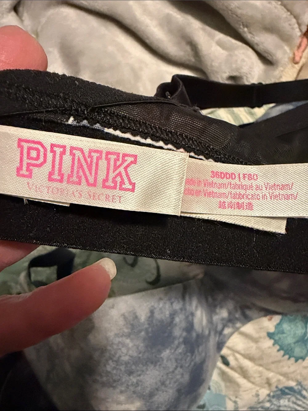PINK Victoria's Secret Black Bra with Pink Floral Print